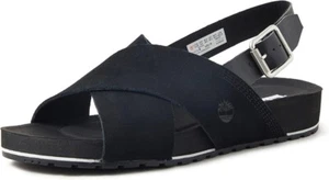 Timberland Women's Malibu Waves Basic X Strap Sandal Black Suede A41KQ ALL SIZES - Picture 1 of 8