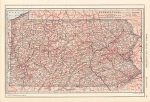 1914 Antique PENNSYLVANIA State Map Wall Decor Vintage Map of Pennsylvania 2306 - Picture 1 of 4