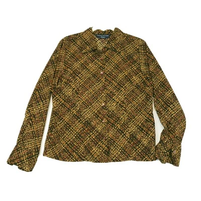 Preston & York Petites 10 Fall Colors Long Sleeve Button Up Fitted Blouse Career - Image 1 of 4