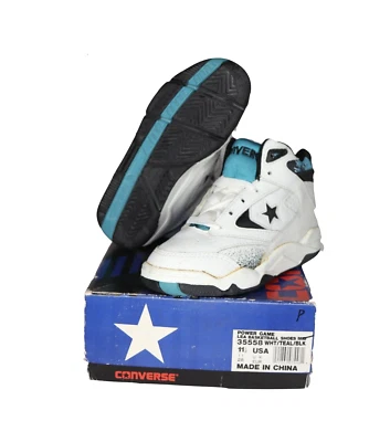 NOS Vtg 90s Converse Power Game Lea Mid Basketball Shoes Sneakers Child 11.5C - Image 1 of 4