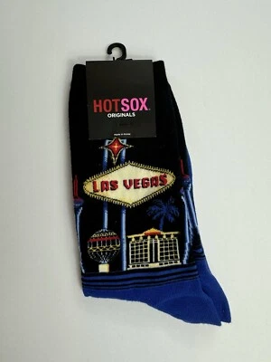 NUEVO CON ETIQUETAS Hot Sox Mujer Las Vegas Calcetines Crew, Zapato Mujer Talla 4-10.5, Azul Foto 1 de 2