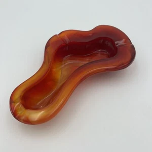 Vintage Imperial Red /Orange Slag Glass Ashtray Very Nice Condition Very Clean - Picture 1 of 6