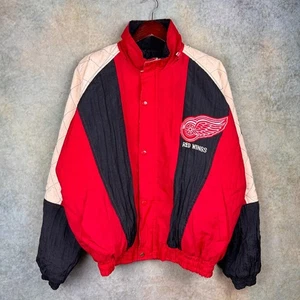 VTG 90s Detroit Red Wings Starter Jacket Mens Sz XL Red NHL Hockey Puffer Sports - Picture 1 of 10