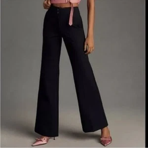 Pantaloni svasati Anthropologie MAEVE Naomi gamba larga taglia 6 neri - Foto 1 di 14