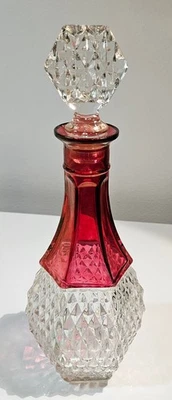 Vintage Indiana Glass Diamond Point Ruby Red Flash Decanter, 12" #946 - Image 1 of 4