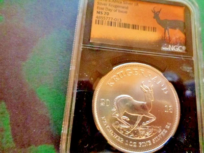 2018 S Africa Silver 1 R  Silver  First Day Of Issue  MS 70 - Image 1 of 4