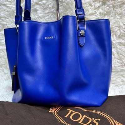 TOD’S 皮革托特包蓝色花朵手提包女式豪华休闲正式使用 — 第 1/4 张图片