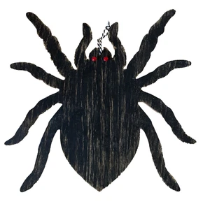 Halloween Black Spider Wooden Holiday Home Hanging Wall Party Bug Spooky Decor - Picture 1 of 1