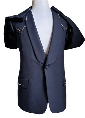 Gucci Men Wool Twill Jacket With Crystal Embroidery Navy 42R US/52R Eu New $3900 - Image 1 of 4