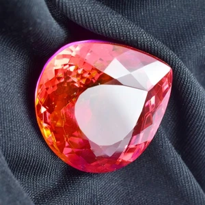 Doublet Tourmaline Lab-Created Pear Cut 67.05 Ct Loose Gemstone CERTIFIED - Picture 1 of 8