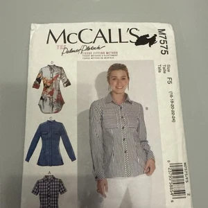 McCall's 7575 Größe 16-24 Palmer Pletsch halb tailliert geknöpftes Hemd Bluse ungeschnitten - Bild 1 von 9