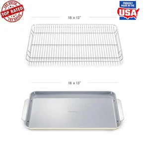 Non-Stick Ceramic Baking Sheet W/ Cooling Rack Eco-Friendly Non-Toxic Oven Safe - Picture 1 of 6