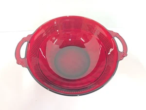 Anchor Hocking 1940s Royal Ruby Red Corination Glass Two Handle Bowl Berry Dish - Picture 1 of 12