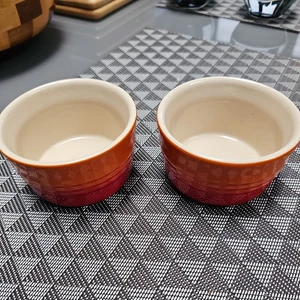 Le Creuset Stoneware Ramekins 0.2L 9.5cm Volcanic Orange Pair  - Picture 1 of 4