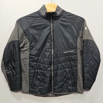 Under Armour Performance Puffer Jacket Mens 2XL Full Zip Winter Coat Black Gray - Image 1 of 4