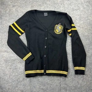 Harry Potter Youth Size Large (16) Cardigan Sweater Black Hufflepuff Crest - Picture 1 of 7