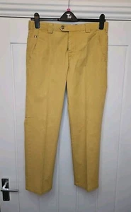 Meyer Roma Mens Comfort Trousers W32 L27 Smart Mustard Chinos Modern VGC - Picture 1 of 24