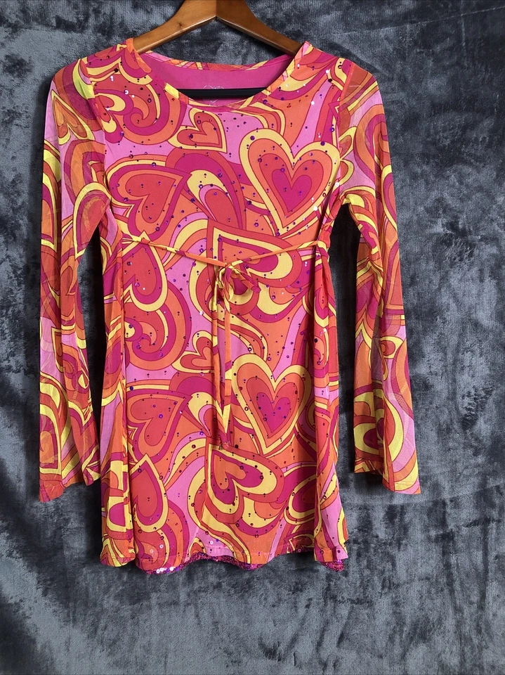 Justice Girls Orange Pink Tie Dress Size 14/16 Junior - Image 1 of 4