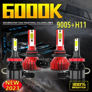 LED Headlight Bulbs Conversion Kit 9005 H11 High Low Beam Combo Set Bright White - Picture 1 of 17