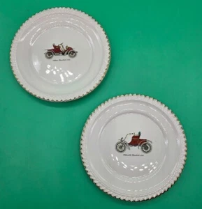 Vintage Harker Pottery Co. 22kt. gold China plates Autocar Runaboul 1902 Olds 03 - Picture 1 of 9