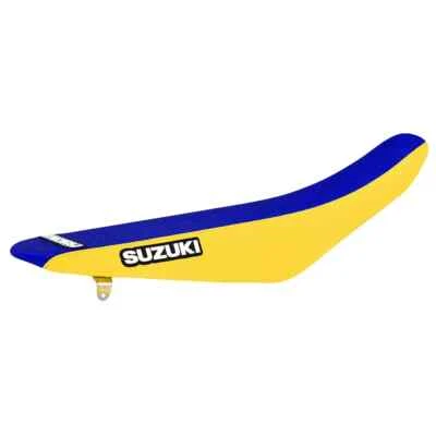 Cubierta de asiento con pinza para Suzuki RM 125 RM 250 2001-2020 logotipo superior amarillo/azul #52 Foto 1 de 4