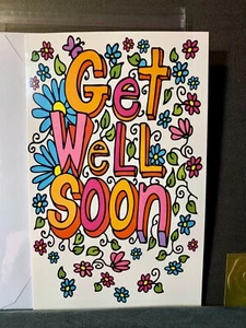 Get Well Soon Greeting Card Bright Beautiful Wishes! - Picture 1 of 2