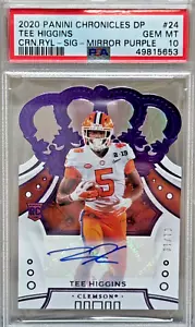 2020 Panini Chronicles DP Tee Higgins Crown Royale Mirror Purple Auto /10 PSA 10 - Picture 1 of 2