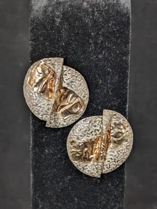14k Gold und Sterlingsilber Schild Ohrringe signiert - Bild 1 von 14