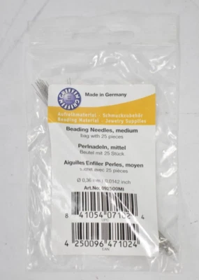 Griffin Beading Needles Medium Size .36mm/.014" 25 Piece Set Kit 092500MI - Image 1 of 4