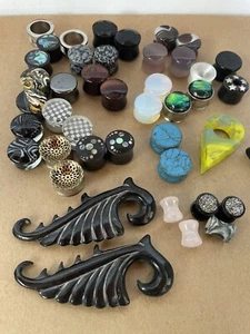 Lot of 42 Pcs. Assorted Earlobe Gauges Tunnels Plugs - Picture 1 of 4