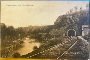 Postal de Alemania RR TÚNEL HARRASFELSEN Zschopau río cruce sitio colapso 1913 - Imagen 1 de 2