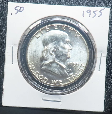 1955 FBL Ben Franklin Silver Half Dollar Full Bell Lines Cover