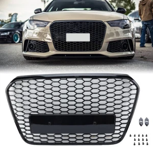 Für Audi A6 C7 2012-2015 Kühlergrill Front Grill Glänzend Schwarz 4G0853651A NEU - Picture 1 of 13