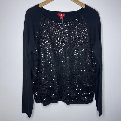 Nuevo con etiquetas Suéter de Mesa Elle para Mujer XL Negro con Lentejuelas Cuello Redondo. Foto 1 de 4
