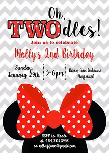 Minnie Mouse, TWOdles, Two, Birthday Party Invitation - Picture 1 of 1