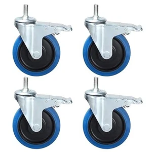 4 Pack 5 Inch Caster Wheels Swivel Plate Polyurethane Wheels Heavy Duty Wheels - Picture 1 of 7