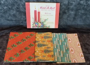 Vntg  Artcrest Fold-A Roll Christmas Gift Wrap NOS 4 Designs 4 LARGE Sheets MCM - Imagen 1 de 10
