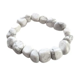 Tumbled Howlite Bracelet NEW Stretchy Elastic Natural Gemstone - One Size - Picture 1 of 2