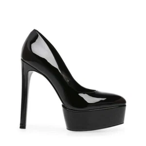 Bomba de plataforma de aguja alta sin cordones Steve Madden Brenna negra punta cerrada talla 8 - Imagen 1 de 6