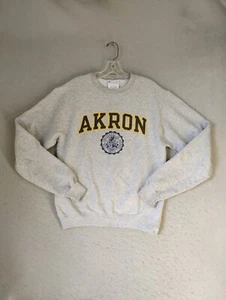 University of Akron Zips Sweatshirt Adult Small Gray Champion Long Sleeve Preppy - Picture 1 of 11
