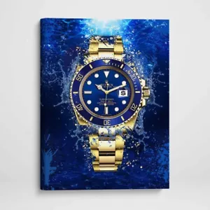 Rolex Submariner inspired Canvas Wall Art Print - Watch Art Poster Print - Picture 1 of 11