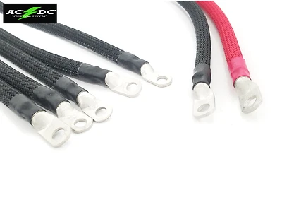 ACDCWIREANDSUPPLY # 2 Awg HD Golf Cart Battery Cable 7pc BRAIDED Set 94/UP E-Z-GO 48 Volt U.S.A