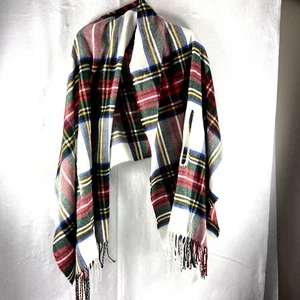 Mudpie Shawl Wrap Cape with Arm Holes Tartan Plaid with Fringe - Picture 1 of 7