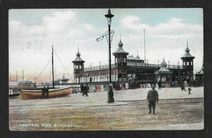 AK BLACKPOOL ANFANG 1900 GRUSS CENTRAL PIER PROMENADE 1908 - Bild 1 von 2