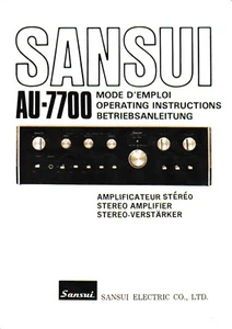 Operating Instructions-Betriebsanleitung for Sansui AU-7700 - Picture 1 of 1