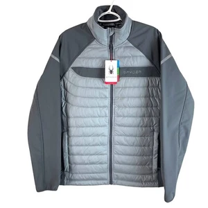 NEW Spyder Mens Packable Puffer Jacket Medium Pewter Gray Full Zip OMSP174 $169 - Picture 1 of 9