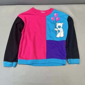 Girls Athletic Works Colorblock Sweatshirt Teddy Bear Balloons Size 5 Vintage 90 - Picture 1 of 12