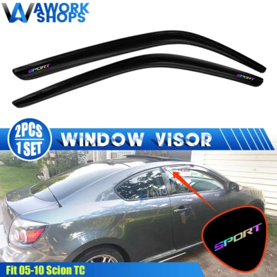 Fits 05-10 Scion TC Window Visors Smoke Vent Rain Guard Shade 2PC w/ Laser Sport Foto 1 de 3