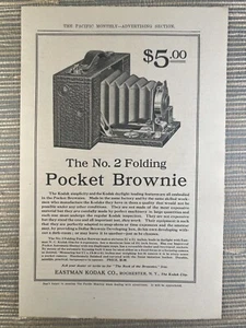 No 2 Folding Pocket Brownie Camera Eastman Kodak NY 1908 Vintage Print Ad - Picture 1 of 1