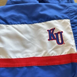 Kansas Jayhawks Nike Uomo 2XL Vintage anni 90 Snap Warm Up Strappo Pantaloni Blu/Bianco - Foto 1 di 5